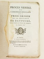 Procès Verbal de l'Assemblée Générale des Trois Ordres de la Province de Dauphiné, tenue dans la ville de Romans, le 2 Novembre 1788