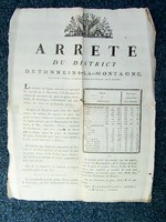 Arrêté du District de Tonneins-la-Montagne. Séance du 6 Frimaire, an troisième de la République Française, une & indivisible.