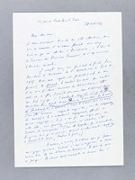 Lettre autographe signée de l'écrivain Jean Guirec (romancier et journaliste)
