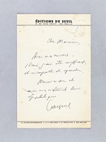 1 Lettre autographe signée de Jean Cayrol.