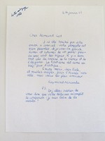 1 Lettre autographe signée du poète et émailleur bordelais Raymond Mirande.