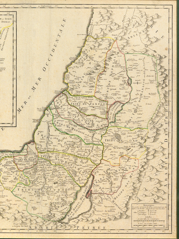 photo n°4 : La Judée ou Terre Sainte divisée en ses douze Tribus. Par le Sr. Robert, Géographe du Roi, avec privilège, 1750 [Avec :] Carte de la Terre de Canaan ou Terre Promise à Abraham et à sa Postérité.