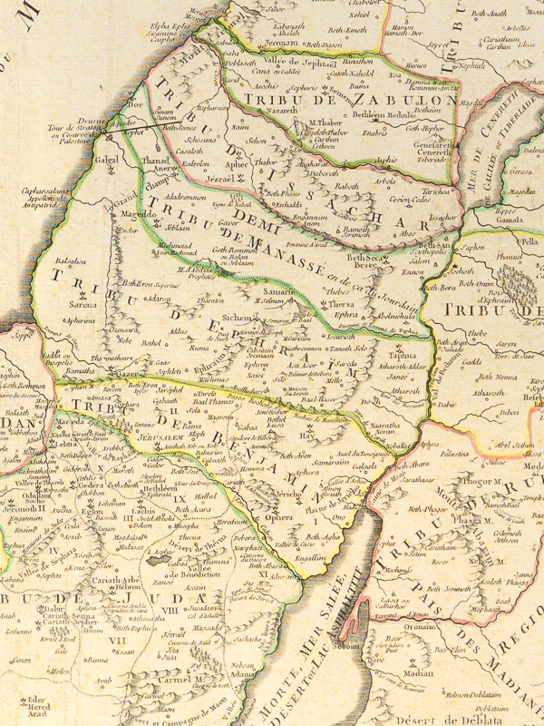 photo n°6 : La Judée ou Terre Sainte divisée en ses douze Tribus. Par le Sr. Robert, Géographe du Roi, avec privilège, 1750 [Avec :] Carte de la Terre de Canaan ou Terre Promise à Abraham et à sa Postérité.