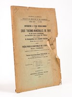 Contribution à l'Etudes physico-chimique des Eaux Thermo-Minérales de Dax et de leurs variations en fonction des crues de l'Adour par la méthode de décomposition de la résistivité électrique.