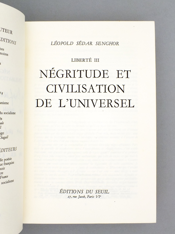 photo n°2 : Liberté Tome 3 : Négritude et civilisation de l'Universel. [ Livre dédicacé par l'auteur ]