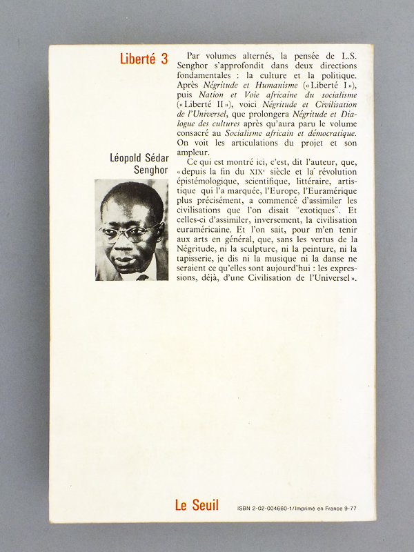 photo n°7 : Liberté Tome 3 : Négritude et civilisation de l'Universel. [ Livre dédicacé par l'auteur ]