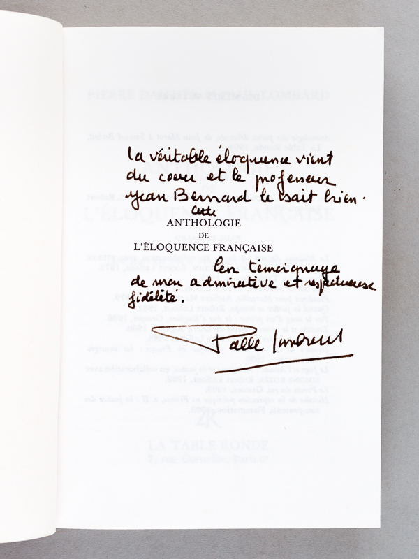 photo n°9 : [ Lot de 7 livres, tous dédicacés par l'auteur ] Le crépuscule des juges - Anthologie de l'éloquence française. De Jean Calvin à Marguerite Yourcenar - Le Vice et la Vertu. Les corruptibles de Mazarin à nos