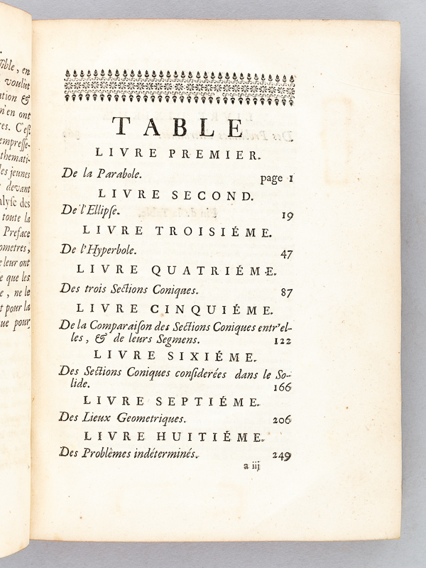 photo n°3 : Traité analytique des Sections coniques et de leur usage pour la résolution des équations dans les Problèmes tant déterminez qu'indéterminez.