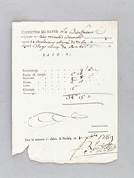 Expédition du Navire Le Bienfaisant, Capitaine le Sieur Rémond Bernard & venant de Bordeaux chargé de tabac allant à Blaye chargé de [ illisible ], savoir : Petit ancrage, Feuille de Congé, Amirauté, Brieux