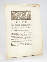 Acte du Corps Législatif, non sujet à la Sanction du Roi. Donnée à Paris le 27 Novembre 1791 : 'M. Wimpfen, Marechal-de-camp, sera invité par le Directoire du département du Haut-Rhin, à se rendre dans le l