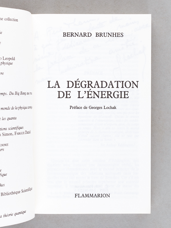 photo n°2 : La dégradation de l'énergie [ exemplaire dédicacé ]