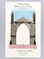 L'art gothique. Eglises à une seule nef. Cathédrale d'Albi. Coupe sur la nef [ Belle aquarelle originale ] On joint : Plan de la Cathédrale d'Albi