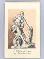 Art [ Lot de 33 aquarelles, lavis et dessins au crayons originaux ] Trois artistes du XVe siècle - La Cène d'après Léonard de Vinci - La Joconde - Raphaël - Michel-Ange - La Belle Jardinière d'après Rapha&eum