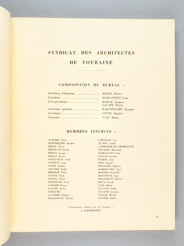 photo n°10 : LVIXe Congrès de l'Association Provinciale des Syndicats d'Architectes. Tours 22-28 Juin 1959