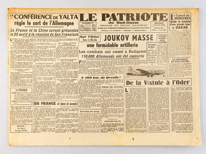 photo n°4 : Le Patriote du Sud-Ouest. Organe du Front National [ Lot de 13 numéros,  édition du Gers, du 15 novembre au 14 février 1945 ]