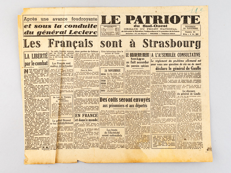 photo n°9 : Le Patriote du Sud-Ouest. Organe du Front National [ Lot de 13 numéros,  édition du Gers, du 15 novembre au 14 février 1945 ]