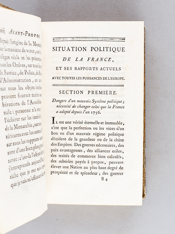 photo n°4 : Situation Politique de la France, et ses Rapports actuels avec toutes les Puissances de l'Europe ( 2 Tomes - Complet) ; Ouvrage dont l'objet est de démontrer, par les Faits historiques et les principes de la saine Politique, tous les maux qu'a caus
