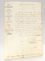 [ Lettre signée du Ministre Secrétaire d'Etat de l'Agriculture et du Commerce, adressée le 24 Septembre 1846, à M. le Baron de Chabaud Latour, Député de la Lozère ] 'Monsieur et Cher Collègue, Vous m