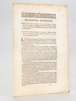 Mémoire Signifié, pour Me Pierre Chappron, Conseiller de l'Hôtel de Ville de Reims, Subdélégué de M. l'Intendant de Champagne, & Procureur au Présidial de la même Ville, Intimé & Défendeu