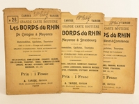 Cartes Taride. Grande Carte Routière. Les Bords du Rhin (3 Cartes - Complet) Les Bords du Rhin. N°26 : De Cologne à Mayence ; N°27 : De Mayence à Strasbourg ; N° 28 : Strasbourg à Bâle et à Constance. A