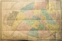 Plan géométral de Paris et de ses agrandissements à l'échelle d'un millimètre pour 10 m (1/10 000). [ Plan de Paris en couleurs - 1869 ]