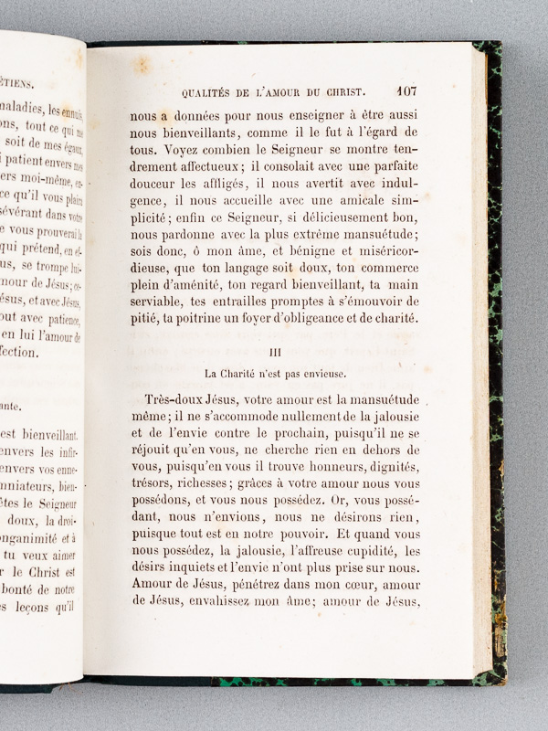 photo n°6 : Manuel des Chrétiens divisé en sept livres : Connaissance du Christ - Amour du Christ - Imitation du Christ - Présence du Christ - Manière de faire Pénitence, de la Sainte Communion - De l'art de bien Mourir.