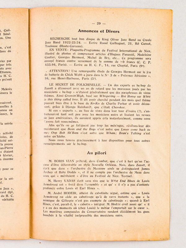 photo n°6 : Bulletin du Hot-Club de France. Après le Festival de Nice [ 1948 ]