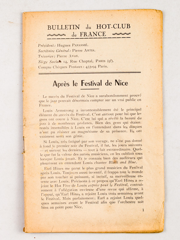 photo n°8 : Bulletin du Hot-Club de France. Après le Festival de Nice [ 1948 ]