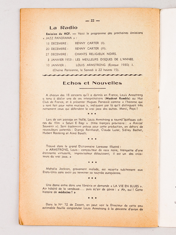 photo n°13 : Bulletin du Hot-Club de France. N° 14 - 15 - 16 - 17 - 18 - 19 - 20 - 21 - 22 - 23 : Année 1952 Complète (10 Numéros) N° 14 : Janvier 1952 ; N° 15 : Février 1952 ; N° 16 : Mars 1952 ; N° 17 : Avril 19521 ; N
