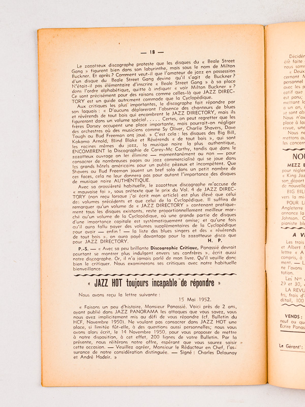 photo n°4 : Bulletin du Hot-Club de France. N° 14 - 15 - 16 - 17 - 18 - 19 - 20 - 21 - 22 - 23 : Année 1952 Complète (10 Numéros) N° 14 : Janvier 1952 ; N° 15 : Février 1952 ; N° 16 : Mars 1952 ; N° 17 : Avril 19521 ; N