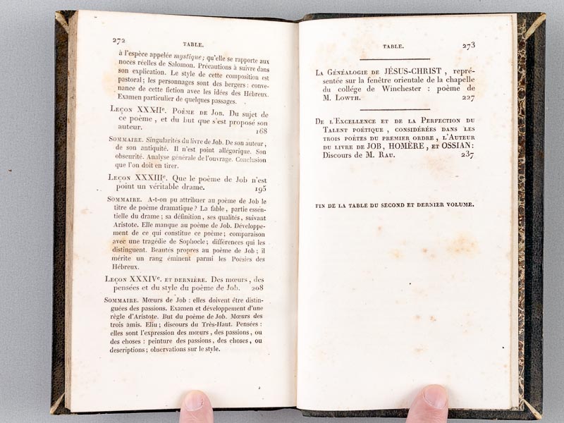 photo n°14 : Leçons sur la poésie sacrée des Hébreux , traduites pour la première fois en français du latin ( 2 tomes - complet )