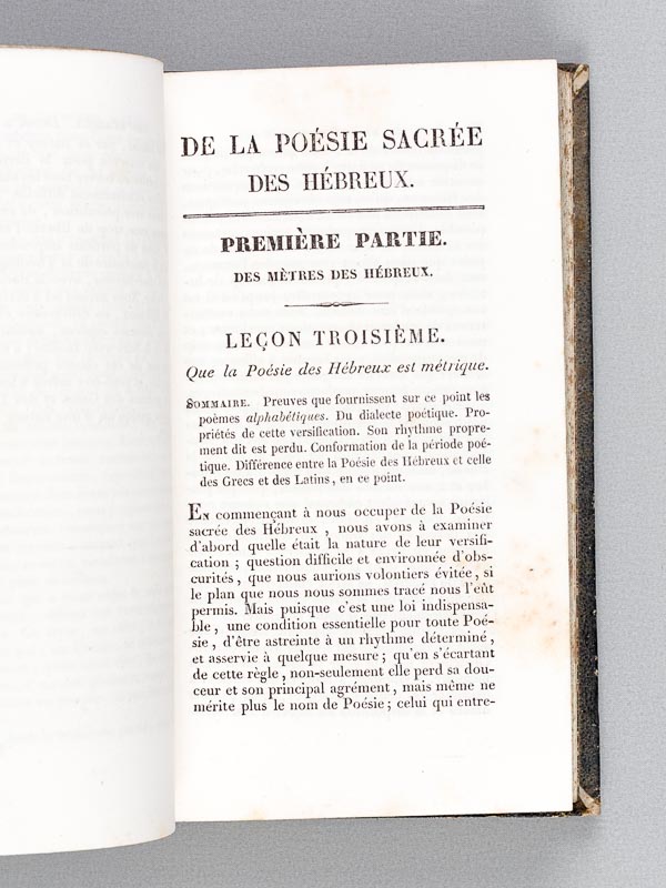 photo n°5 : Leçons sur la poésie sacrée des Hébreux , traduites pour la première fois en français du latin ( 2 tomes - complet )