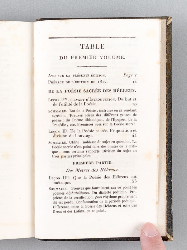 photo n°8 : Leçons sur la poésie sacrée des Hébreux , traduites pour la première fois en français du latin ( 2 tomes - complet )