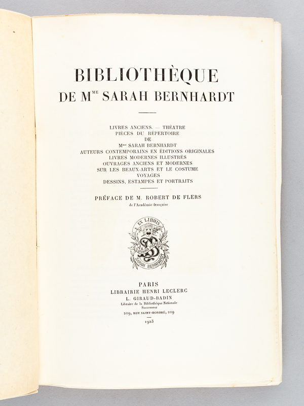 photo n°3 : Bibliothèque de Mme Sarah Bernhardt [ Exemplaire du tirage de luxe sur Papier de hollande ]