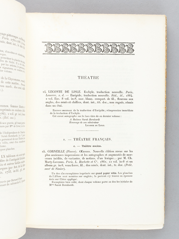 photo n°7 : Bibliothèque de Mme Sarah Bernhardt [ Exemplaire du tirage de luxe sur Papier de hollande ]