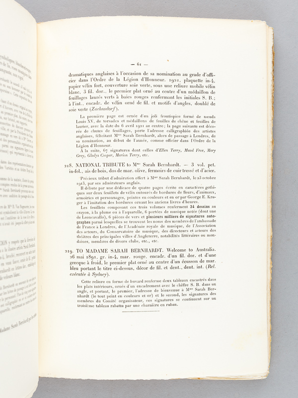 photo n°8 : Bibliothèque de Mme Sarah Bernhardt [ Exemplaire du tirage de luxe sur Papier de hollande ]