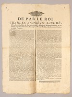 [ Ordonnance faite à Oyrières le 10 novembre 1773, concernant les communautés de Merey & de Marloz ] De par le Roi, Charles-André de Lacoré, Chevalier, Conseiller du Roi en ses Conseils, Maître des Requêtes h