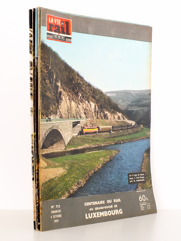 La Vie du Rail [ lot de 4 numéros avec des articles relatifs aux chemins de fer et transport ferroviaire en Belgique et au Luxembourg ] : n° 715 Centenaire du rail au Grand-Duché de Luxembourg (octobre 1959) ; n° 901 millénair