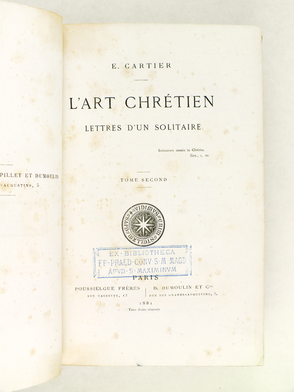 photo n°2 : L'Art Chrétien. Lettres d'un solitaire (2 Tomes - Complet)