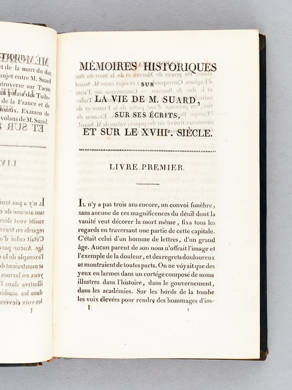 photo n°4 : Mémoires historiques sur la Vie de M. Suard, sur ses Ecrits et sur le XVIIIe siècle (2 Tomes - Complet) [ Edition originale ]