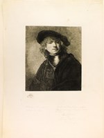 Autoportrait au béret et gorget [ Gravure dédicacé par le graveur ]