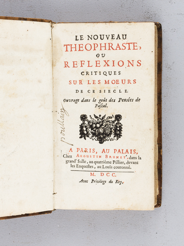 photo n°2 : Le Nouveau Théophraste, ou Réflexions critiques sur les Moeurs de ce siècle. Ouvrage dans le Goût des Pensées de Pascal