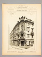 Monographies de Bâtiments Modernes - Maison à loyer, rue de Gênes et rue Bertola, à Turin, Italie. Mrs. A. Riccio et G. Vellati-Bellini, Architectes. [ Casa Nizza , à l'angle de la Via Bertola et de l'actuelle via San Fra