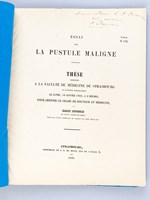 Essai sur la Pustule maligne. Thèse présentée à la Faculté de Médecine de Strasbourg, soutenue le 18 janvier 1869 [ Edition originale - Livre dédicacé par l'auteur ]
