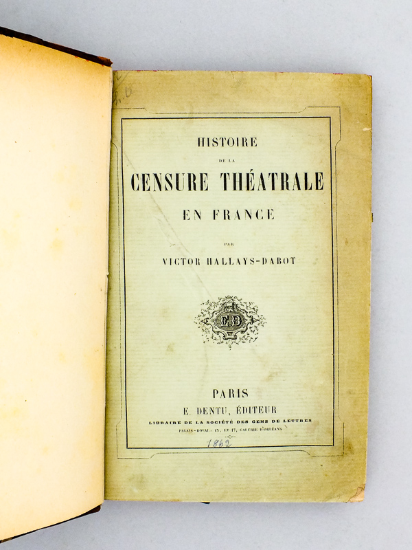 photo n°2 : Histoire de la censure théâtrale en France [ exemplaire dédicacé par l'auteur ]