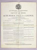 Académie de Poitiers. Faculté de Droit. Acte Public pour la Licence. Soutenu par René-Adelson Hurault, de Thuré, département de la Vienne, le Samedi 18 Juillet 1818 dans la Salle des Actes Publics de la Faculté de