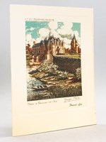 Compagnie Générale Transtlantique. Chemise pour Menu avec eau-forte en couleurs par Georges Plasse : Château de Chenonceau