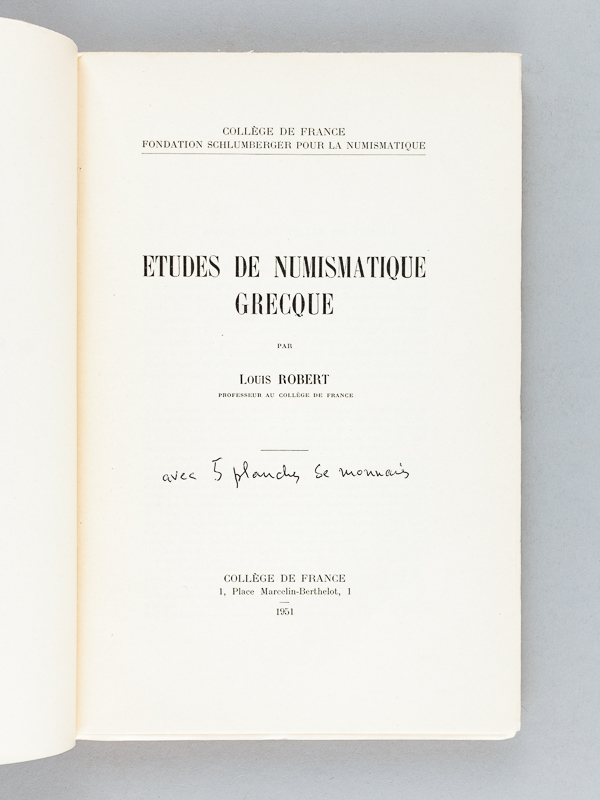 photo n°2 : Etudes de numismatique grecque [ Edition originale ]