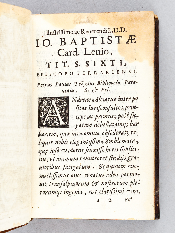 photo n°3 : Emblemata V. Cl. Andreae Alciati  cu. Imaginibus plerisque restitutis ad mentem Auctoris. Adiecta compendiosa explicatione Claudij Minois Divisionensis et notulis extemporarijs Laurentij Pignorii Patavini