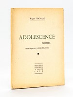 Adolescence. Poëmes. [ Edition originale - Livre dédicacé par l'auteur ]